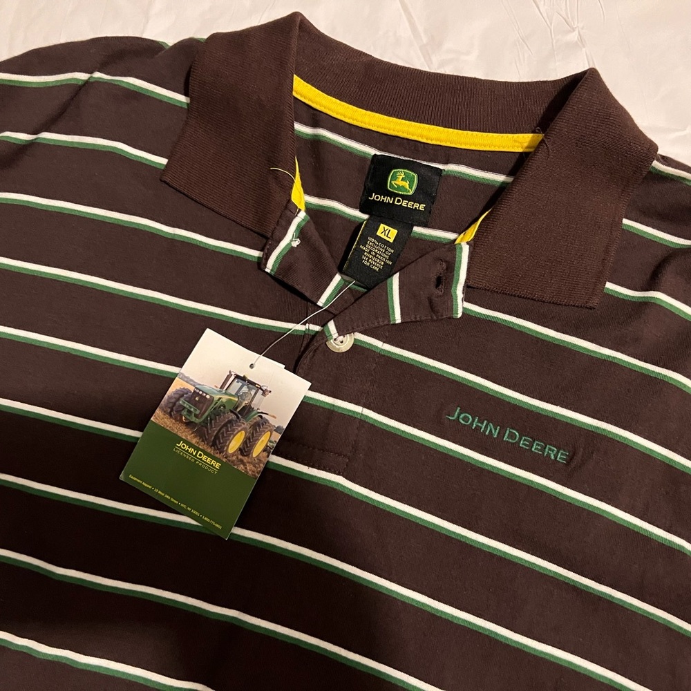 NWT John Deere Licensed Men’s XL Striped Polo